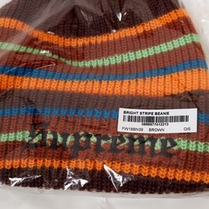 supreme bright stripe beanie
